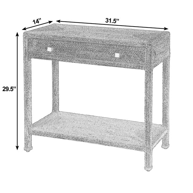Coastal Como 31.5 in. W Rectangular Banana Leaf 1 Drawer Console Table with Lower Open Shelf, Natural Rattan For Sale - Image 3 of 8