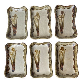 Mid-Century Modern Artisan-Made Plates- Set of 6 For Sale