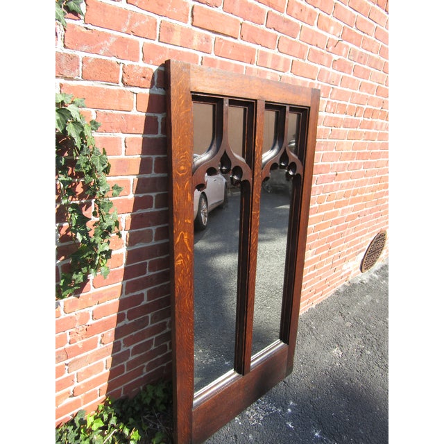 Gothic English Gothic Oak Mirror 1860s For Sale - Image 3 of 10