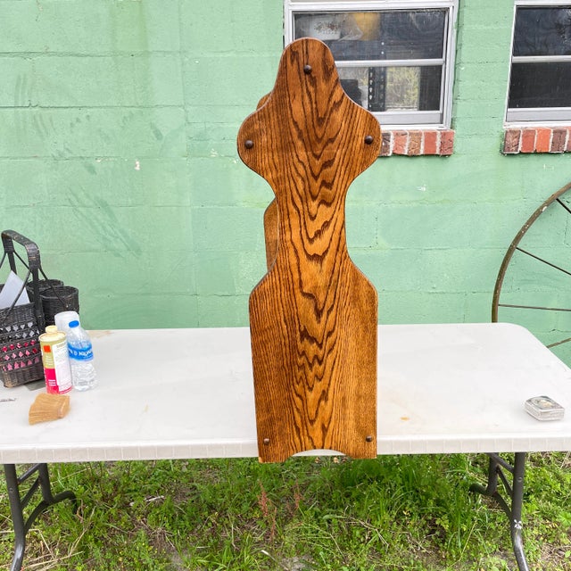 1970s Spanish Revival Style Solid Oak Blanket Rack For Sale - Image 5 of 10