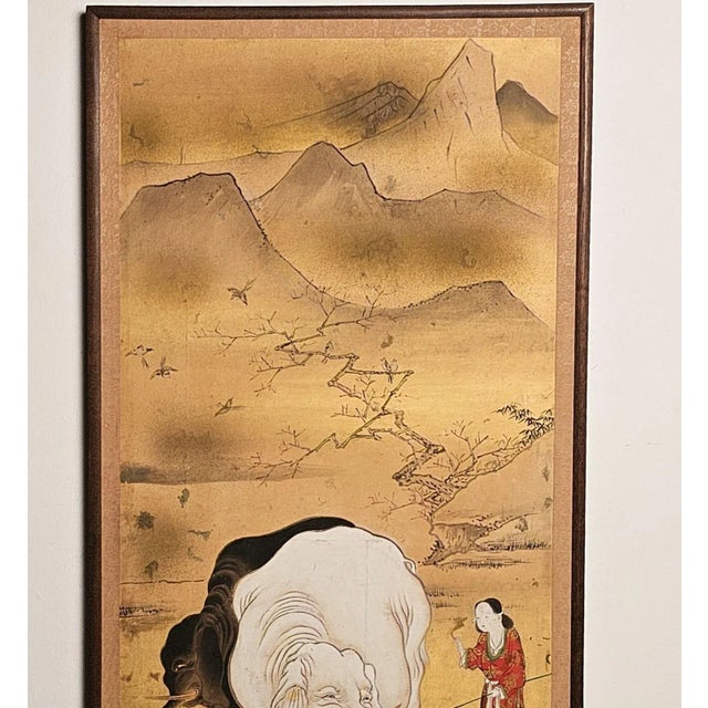 Japanese Large Meiji Painting, Japan Circa 1870 For Sale - Image 3 of 4