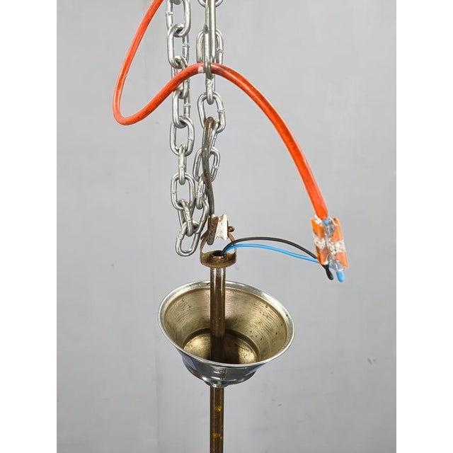 Art Deco Czech Chrome and Opaline Glass Chandelier, 1930s For Sale - Image 10 of 12