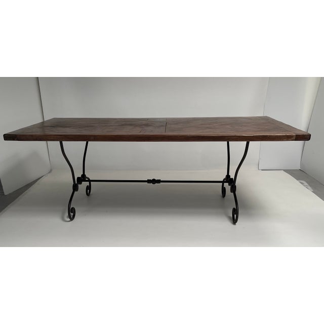 Late 20th Century French Dining Table With Scrolled Steel Base For Sale - Image 5 of 16