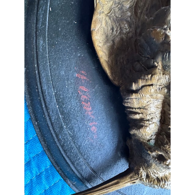 Wood Air 19c Bronze Patina Game Bird Trophy Plaques Wood Mounted Signed P. Comolera For Sale - Image 7 of 10