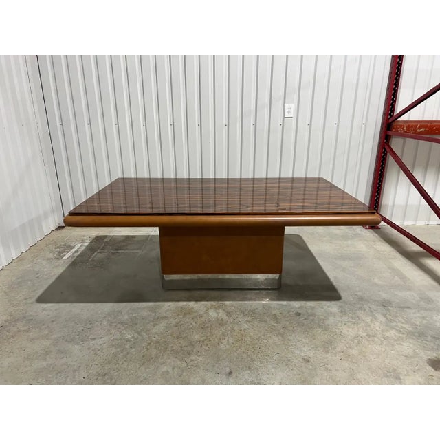 Brown Rosewood & Leather Extendable Dining Table by Vladimir Kagan, 1970s, Signed For Sale - Image 8 of 18