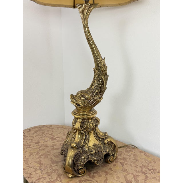 Large Rococo Revival Brass Table Lamp, 1950s For Sale - Image 14 of 17