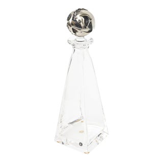 Vintage Giovani Ottaviani Crystal and Sterling Silver Italian Decanter For Sale