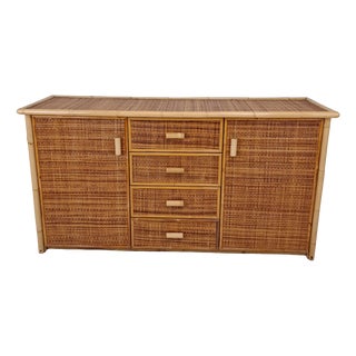 Italian Bamboo and Rattan Chest of Drawers or Credenza, 1980s For Sale