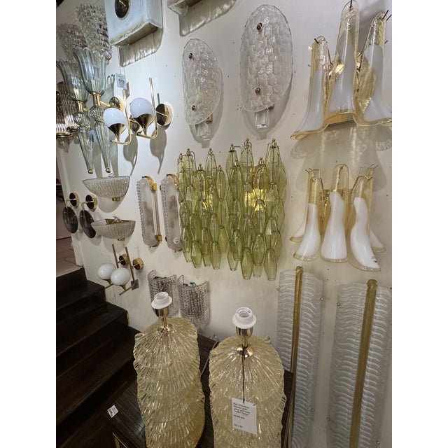 Pair of Murano Green Poliheder Sconces For Sale - Image 4 of 7