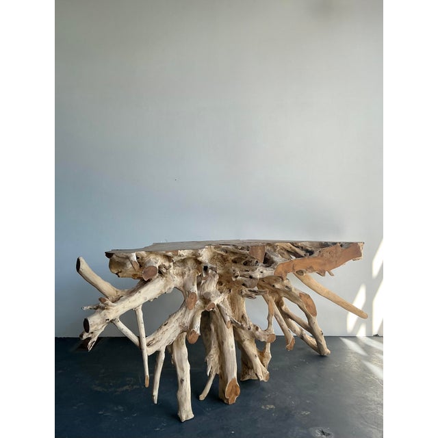 Vintage Boho Natural Root Console Table For Sale - Image 4 of 10