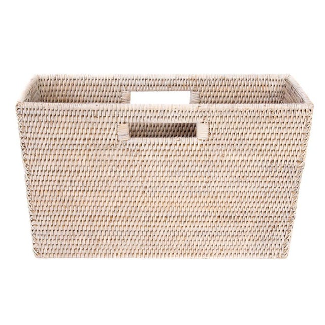 Artifacts Rattan Rectangular Magazine Holder in White Wash - 16" For Sale - Image 9 of 9