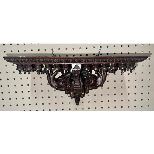Early 19th Century Intricately Carved Anglo-Indian Wood Shelf Featuring an Elephant Head Motif. For Sale - Image 10 of 10