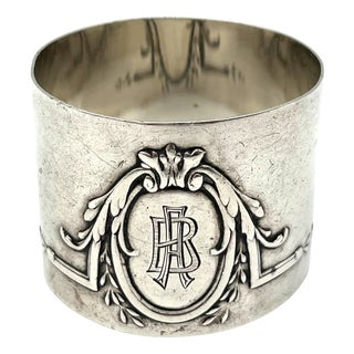 Antique 800 Silver Monogrammed Napkin Ring frpm Jakob Grimminger, 1900s For Sale
