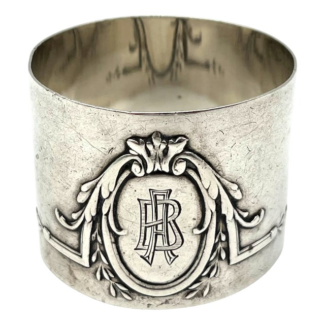 Antique 800 Silver Monogrammed Napkin Ring frpm Jakob Grimminger, 1900s For Sale