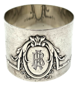 Antique 800 Silver Monogrammed Napkin Ring frpm Jakob Grimminger, 1900s