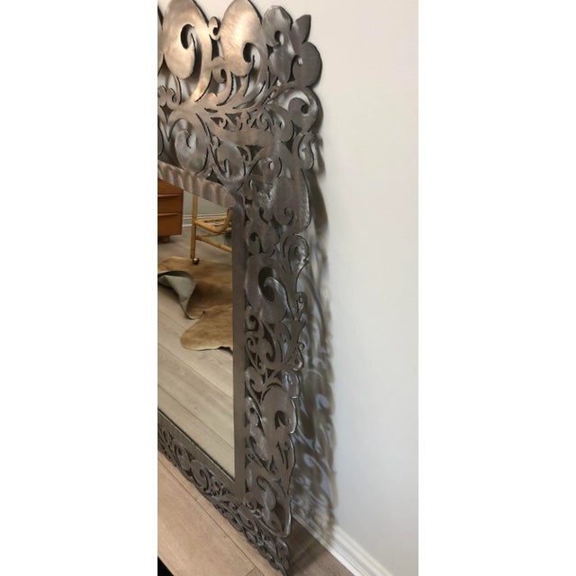 Contemporary Vintage 1980s Laser Cut Steel Mirror For Sale - Image 3 of 7