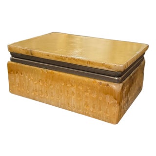 Mid-Century French Yellow Marble and Chrome Jewelry Box For Sale