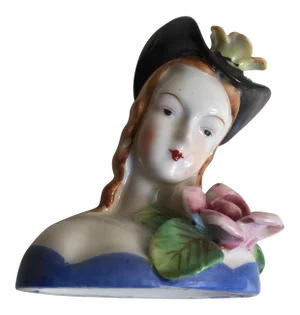 Victorian Lady Head Floral Bust