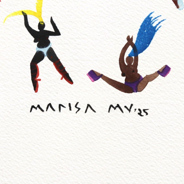 Block Party for Love - Original Framed Joyful Figurative Watercolor Painting on Paper For Sale - Image 9 of 9