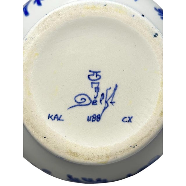 Hand-Painted Blue and White Pitcher Vase by C.M. Albers for Royal Delft, 1978 For Sale - Image 16 of 17