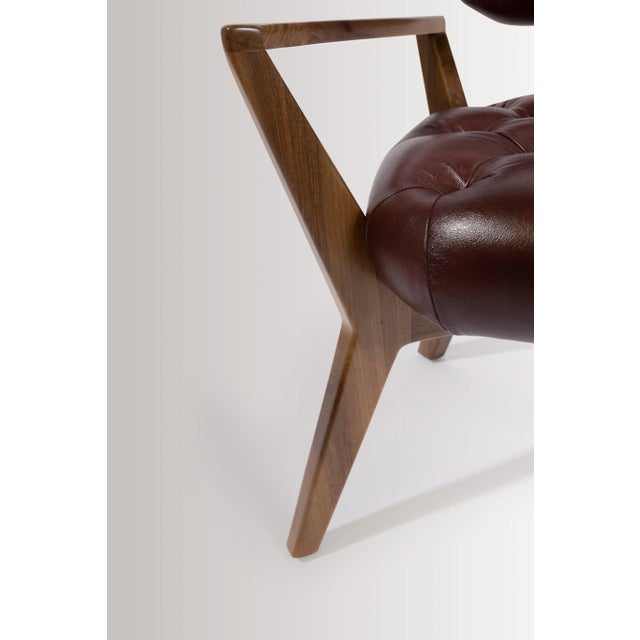 Mid-Century Modern Mid-Century Modern Ash Solid Wood Burgundy Leather Kendall Chair For Sale - Image 3 of 8