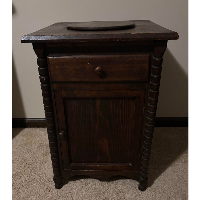 Traditional Antique Solid Cherrywood Empire Side Table W/Spinner Top. For Sale - Image 3 of 12