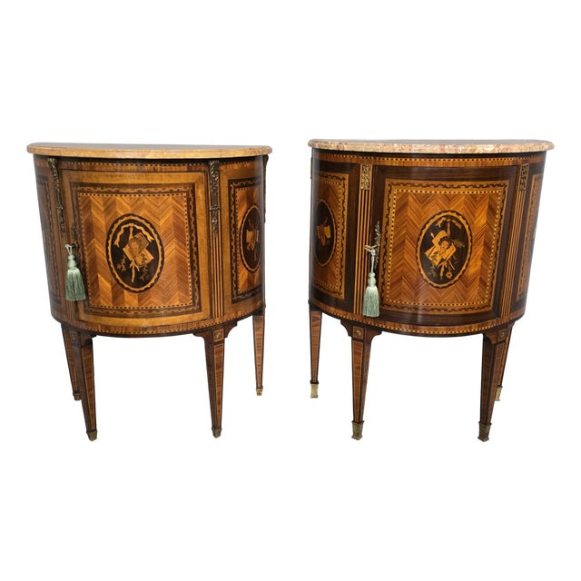 French Marquetry Cabinets, 1920s, Set of 2 For Sale