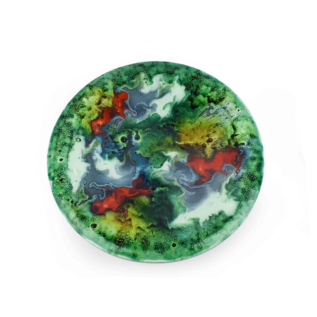 Mid-Century Modern Mid 20th Century Abstract Fused Nahariya Art Glass Platter Centerpiece Bowl by Andreas Meyer For Sale - Image 3 of 14