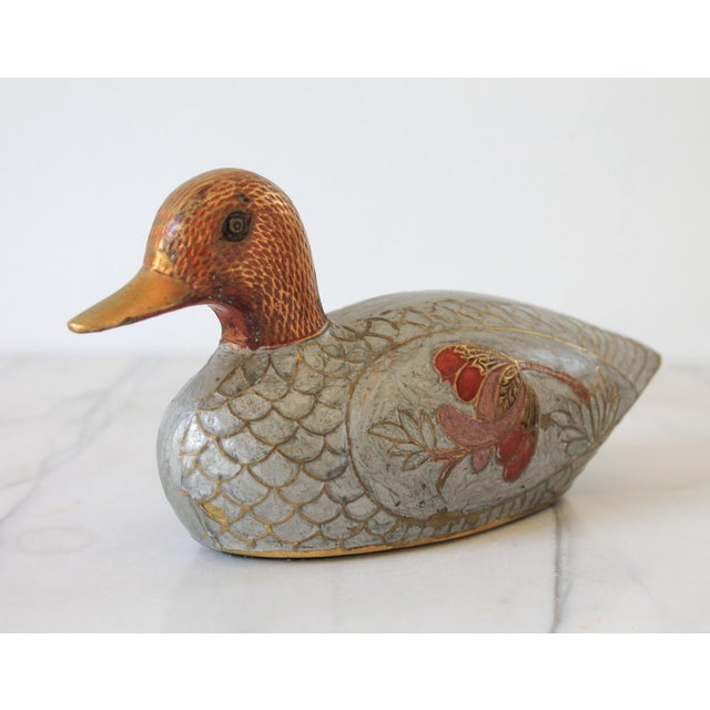 Vintage Brass Enamel Duck Figurine For Sale In Milwaukee - Image 6 of 13