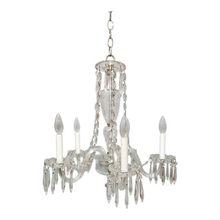 Vintage 1920s Traditional 5 Arm Crystal Chandelier For Sale