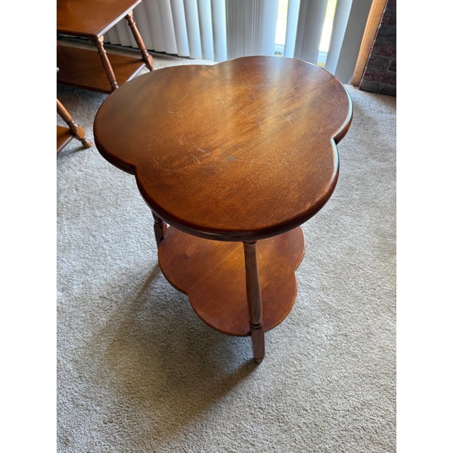 This is rare Heywood-Wakefield birch lamp table with a cloverleaf shape. No. 3842G. It is 26" high and 21" across. The 5th...
