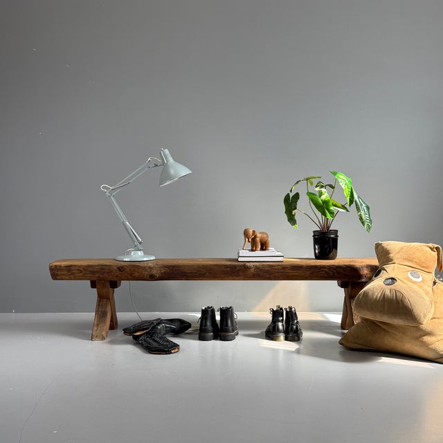 1970s Vintage Wooden Brown Bench, 1970s For Sale - Image 5 of 12