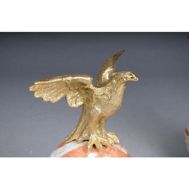 Large Imperial Brass Eagle Figures on Marble Spheres, Set of 2 For Sale - Image 5 of 17