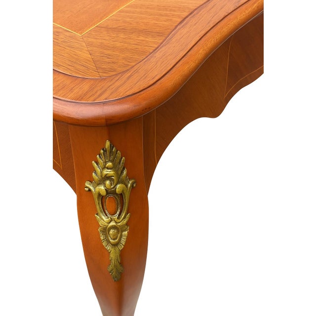 Mid 20th Century French Louis XV Mahogany Satinwood Inlaid Top Writing Desk For Sale In Seattle - Image 6 of 6