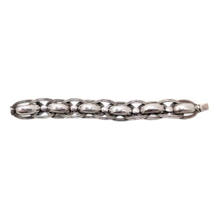 Vintage 1950s Signed Napier Silvertone Link Bracelet For Sale