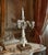 Metal MId-Century Dresden Porcelain Floral Fruit Candelabra Table Lamp For Sale - Image 7 of 15
