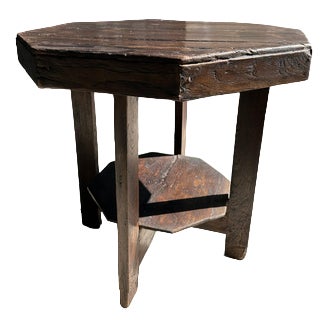 Small Vintage Modernist Octagonal Side Table with Quadripod Base For Sale