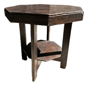 Small Vintage Modernist Octagonal Side Table with Quadripod Base