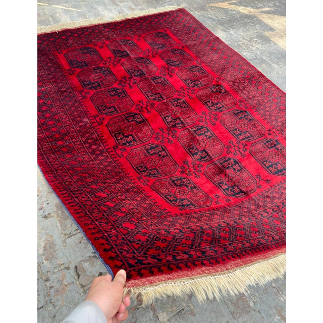 Textile Vintage Turkoman Tribal Rug - 6'9 X 8'9 For Sale - Image 7 of 8
