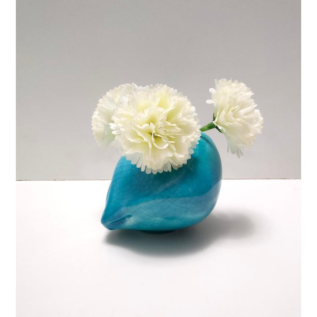 Mid-Century Modern Azure Lacquered Ceramic Tulip Vase by Giacomo Onestini for Ernestine Salerno, 1960s For Sale - Image 3 of 16