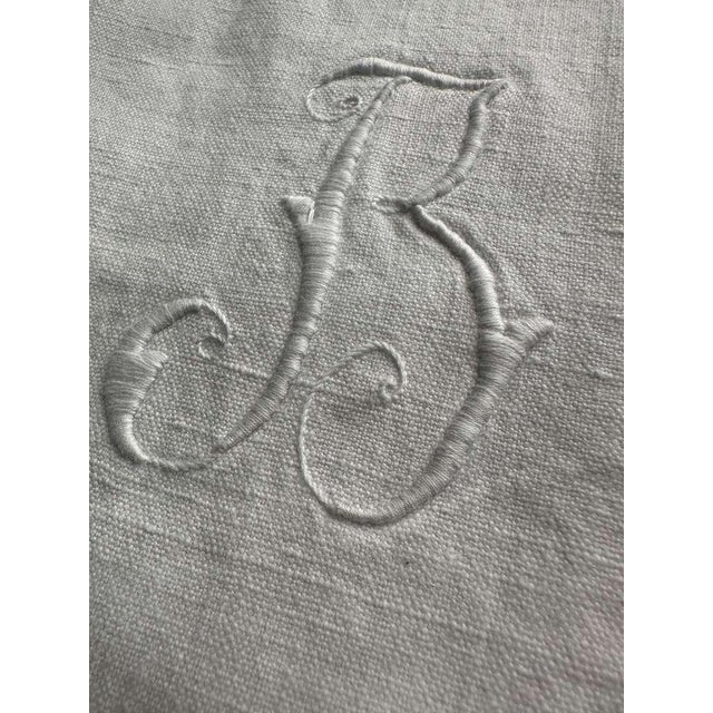 Antique French Heirloom Linen Towel Bm Monogram Drawn Thread Work Hand Knotted Fringe Trousseau Textile Circa 1900 For Sale - Image 10 of 12