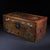 A beautifully crafted Chinese rectangular box, likely made of Huali (rosewood). The box features a hinged lid with brass...