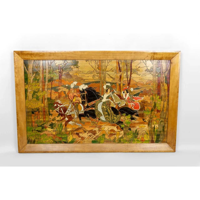 French Artist, Medieval Hunting Scene, 1900, Pyrograph For Sale - Image 12 of 12