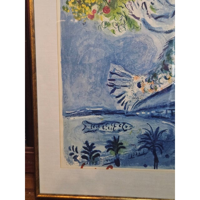 Blue 1961 Marc Chagall Rare Baie Des Anges Stone Lithograph - Limited Ed - Framed For Sale - Image 8 of 10