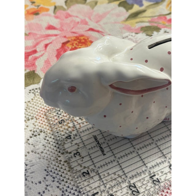 Mid 20th Century Tiffany & Co. Austria Ceramic Bunny Bank – White & Pink For Sale - Image 10 of 14