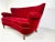 1940’s Danish Curved Sofa. Red velvet upholstery. Beech wood legs.