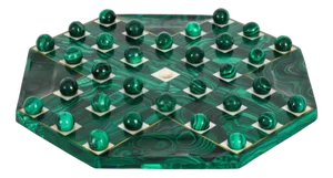 Art Deco Malachite Solitaire Board and Marbles, 1930s, Set of 33