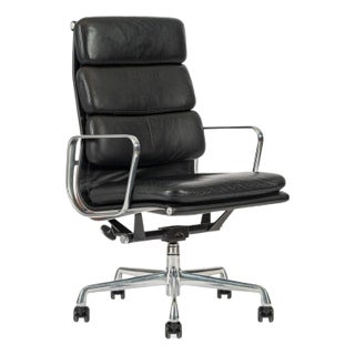 2001 Authentic Eames Herman Miller Tall Black Leather Desk Chair For Sale