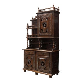 1800's Antique, Breton Display, Spindle, Carved, Foliate Sideboard!! For Sale