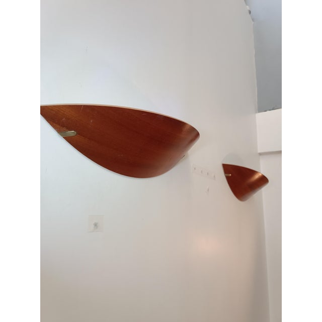 Wood and Brass Wall Lights from Declic, 1980s, Set of 2 For Sale - Image 9 of 9